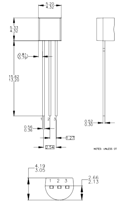 BC556B Dimensions