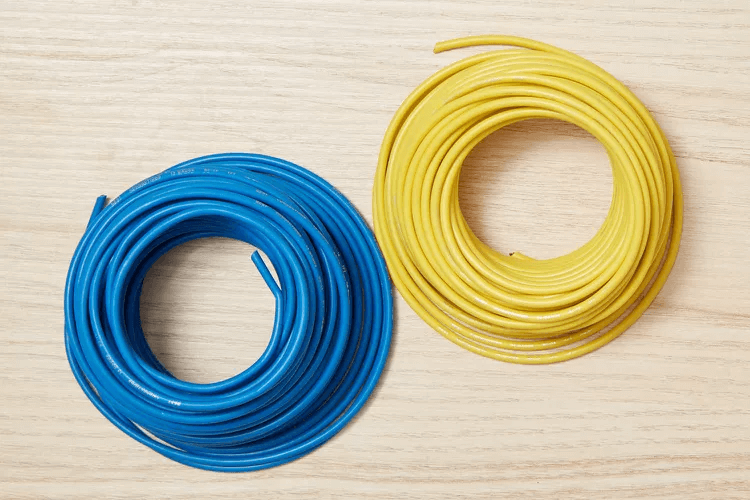 Blue and Yellow Wires